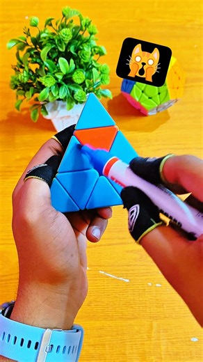 Pyraminx Cube Solved By App 🥶🙀 #viral #rubikscube #shorts 🤩🤩