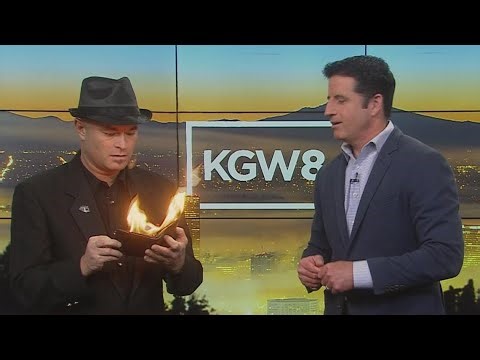 Magician "Adam the Great" performs tricks on April Fools' Day