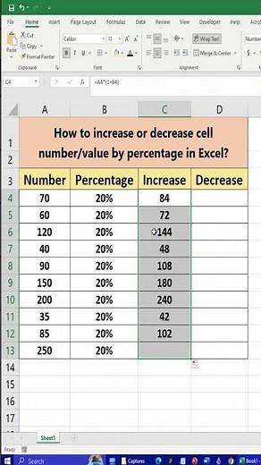 📈 How to Increase or Decrease a Cell Value by Percentage in Excel 💡