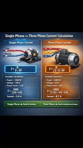 single phase vs three phase current calculation #instrumentationengineering
