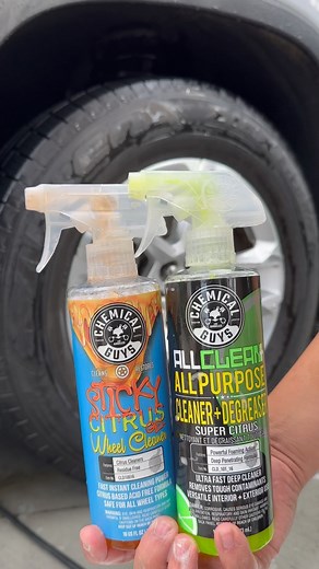 Achieve the ultimate clean on all wheel types with Sticky Citrus Wheel Cleaner Gel!🍊💪 Sticky Citrus clings to wheels and vertical surfaces, suspending road grime, brake dust, oil, and dirt and then lifting it off the wheel safely and gently. Spray Sticky Citrus over filthy wheel parts, and watch as it sticks to the filthiest surfaces for a deeper clean using less product! Visit our website or visit your local @detailgarage and pick up yours today! | Chemical Guys
