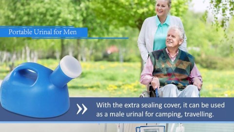 ONEDONE Portable Urinals for Women 2000ML 2 in 1 Portable Urinal for Men Urine Bottle Female Urinal for Bedridden Hospital Camping Car Travel Bedside Emergency (Blue)