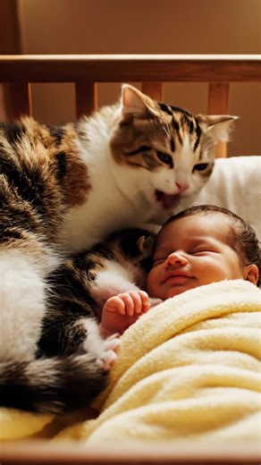 “Loyal Cat Brings Her Kitten to Sleep Beside the Baby — Pure Love ❤️ #cat” | Cat house