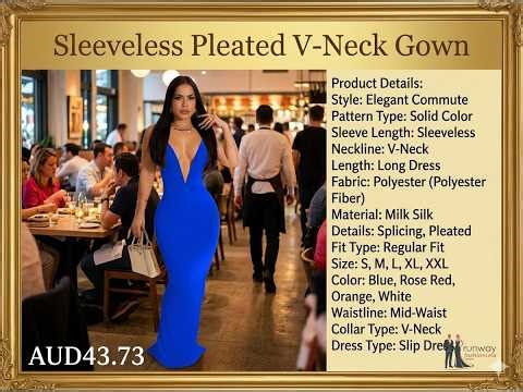 Sleeveless Pleated V-Neck Maxi Gown