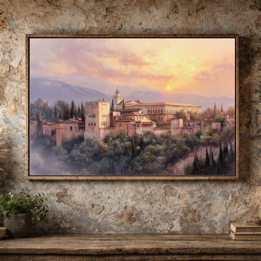 Alhambra Palace Oil Painting Print | Granada Wall Art - Home Decor Gift - Etsy