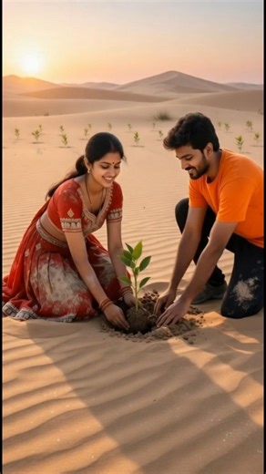 A couple waters an apple tree to save it from drying up 😭 #ai #plants #save #water#taslimai