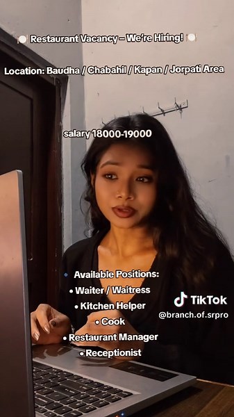 contact us for more information ℹ️ 9767468522 #jobvacancykathmandu #applynow #receptionjobktm #srjobcenter #fyp