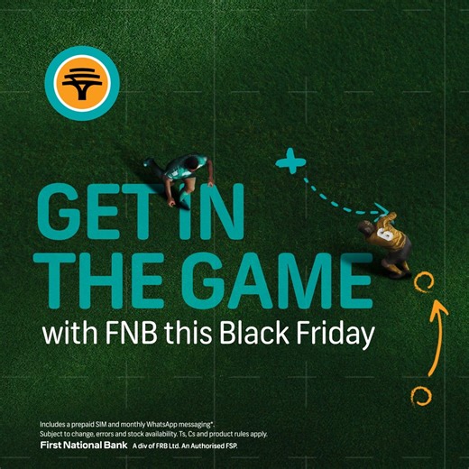 Black Friday is where champions score. FNB Connect is dropping one-day tech deals with savings worthy of the scoreboard. Limited units. Big wins. Summer unlocked. #GetInTheGameWithFNB #HelpChangesEverything | FNB