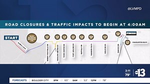 Here's a list of road closings for Sunday's inaugural Las Vegas marathon