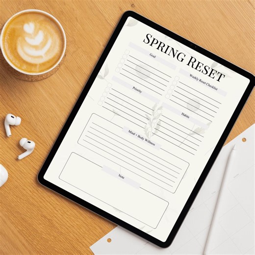 Spring Reset Planner Printable | Spring Cleaning Checklist | Wellness & Habit Reset Journal | Canva Digital Download - Etsy