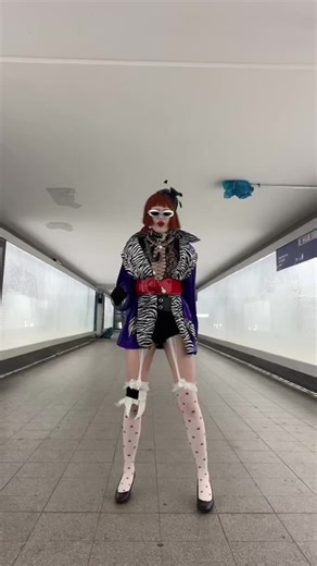 Vibrant Dance Performance in Unique Subway Outfit