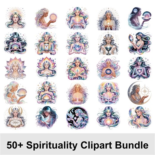 Spirituality Clipart PNG Bundle | Mystical Clip Art, Sacred Goddess Graphics, Boho Spiritual Art, Commercial Use, Instant Download Printable - Etsy