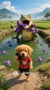 The poor puppy rescue frilled lizard 🦎 from frog 🐸 #puppy #rescue #frilledlizard #frogs #animals | Puppy Life Lessons