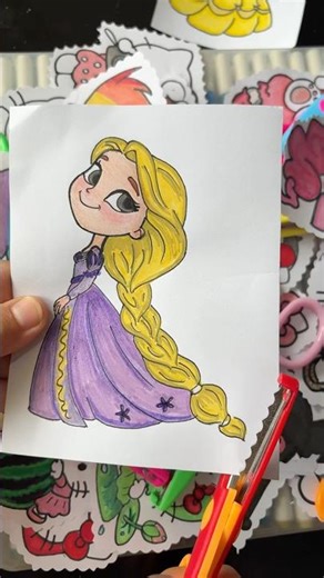 Rapunzel paper cutting asmr #odlysatisfying #rapunzel #tangled #hellokitty