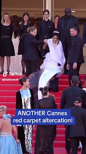 The SAME security guard scolded by Kelly Rowland has been pushed by Massiel Taveras on the Cannes red carpet! 🎥Instagram/Ryanarbilo711 #cannes #redcarpet #kellyrowland #massieltaveras #security