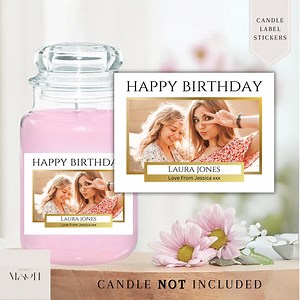 Personalised Photo Candle Label, Birthday Candle Sticker, Photograph Candle Label, Anniversary, Engagement, DIY Candle Labels, Custom Photo - Etsy UK