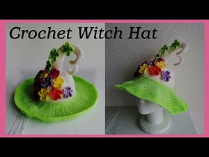 Crochet Witch Hat with flowers (inspired by Fairy)