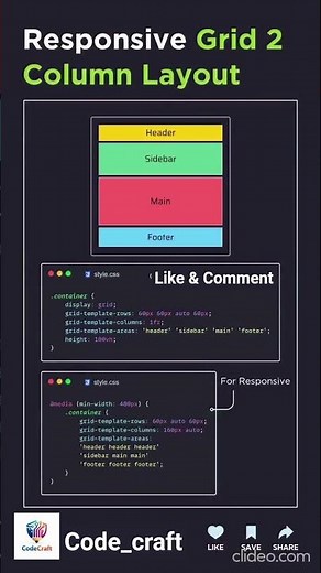 🔥 Responsive 2 Column Grid Layout Using CSS Grid 🤯
