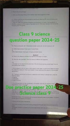 Class 9 science question paper 2025 | doe practice paper 2024-25 science class 9 | annual exam 2025