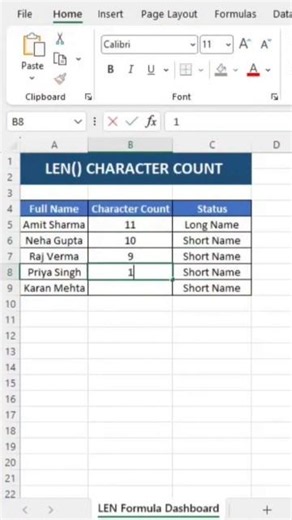 Excel LEN Formula | Count Characters in Seconds 🔥 #excel #techwithahad