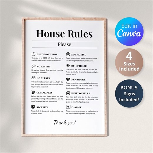 Airbnb Guest Rules Sign, Printable Host Rules Template, Vacation Rental House Rules, Short Term Rental Decor, Welcome Sign for Airbnb Rules - Etsy