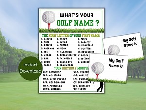 What's Your Golf Name Game   Name Tags, Golf Party Game, Golf Birthday Party, Golf Party Printable for Kids and Adults, Retirement Party - Etsy