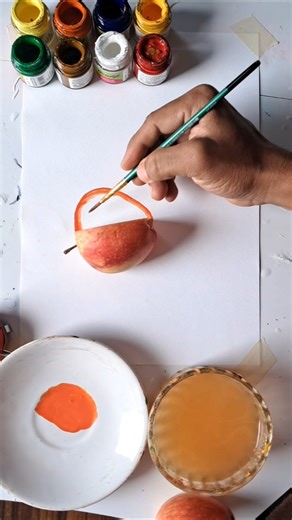 Real Apple vs Painted Apple 🎨🍎|#artbox #art #painting #shorts #apple #fruitart #trending