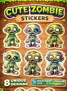 Zombie Sticker Pack | Gruselige Cartoon Kunst, Journal Aufkleber - Etsy.de