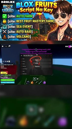 BLOX FRUITS Script No Key AUTO FARM, BEST FRUIT MASTERY FARM, SEA EVENT, AUTO RAID, VOLCANO