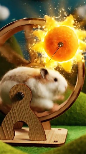 A felt hamster runs on a wheel #animation #funny #frog