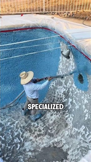 The process of applying a pebble finish to a swimming pool is fascinating to watch