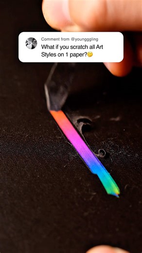 Scratching all art styles on 1 paper!!🖍️