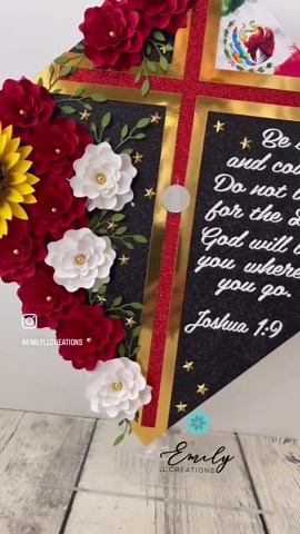 Personalized Floral Graduation Cap Topper | Mexican Flag, Glitter Cross & Bible Verse - Etsy