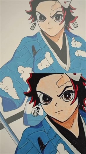 You WON'T Believe this Tanjiro Drawing! 🌊 #Shorts #DemonSlayer #viral #shorts