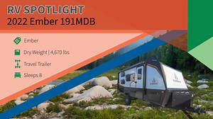 Check out the new Ember RV Overland Series 19MDB available at several of our Campers Inn RV locations! This travel trailer is lightweight enough to be towed by an SUV or small truck and built to last for generations! Learn more and start shopping here > https://www.campersinn.com/product/travel-trailer?s=true&brand=overland series | Campers Inn RV