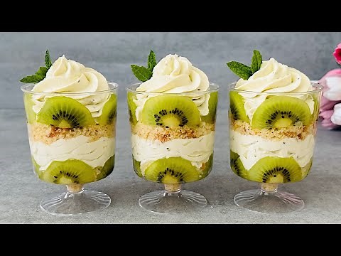 Kiwi Dessert Cups. No bake dessert that will melt in your mouth. Easy and Yummy.
