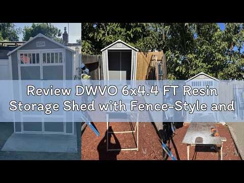 Review DWVO 6x4.4 FT Resin Storage Shed with Fence-Style and Side Windows, Lockable Door, and Vents