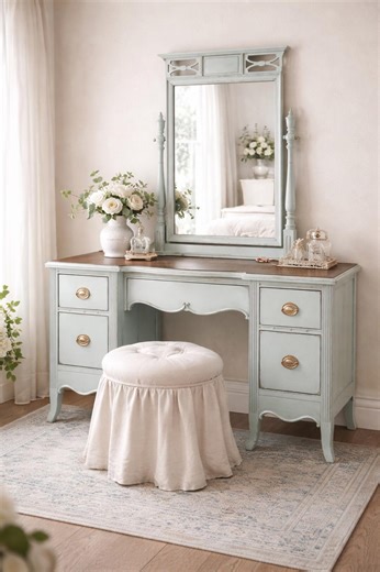 Vintage French Provincial Vanity Desk With Mirror - Etsy