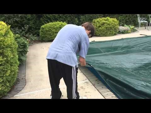 L Shaped 20X40 Vinyl Pool Loop Loc Cover Install