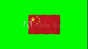 China Vector Waving Flag Motion loop 4K Resolution with Green Screen