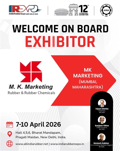 India Rubber Expo 2026 proudly features M.K. Marketing as an exhibitor! Established in 1982 and based in Mumbai, M.K. Marketing is a trusted importer and distributor of rubber, rubber chemicals, and peroxides, catering to the polymer and specialty chemical industries across India. Known for its reliable sourcing, consistent quality, and strong technical support, M.K. Marketing enables manufacturers to achieve efficient processing, enhanced performance, and dependable results in rubber and polyme