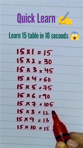 15 multiplication table #brainypage #maths #youtubeshorts #mathstricks