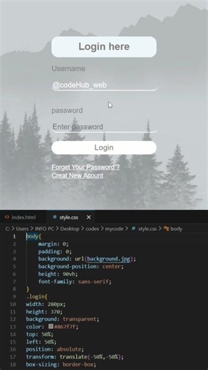 🔥Modern & Clean Login Box using ONLY HTML & CSS #coding #programming #coding #shorts #css #login