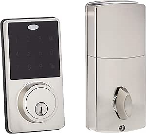 Amazon Basics Electronic Deadbolt Door Lock, Classic, Satin Nickel
