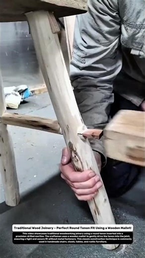 Traditional Wood Joinery – Perfect Round Tenon Fit Using a Wooden Mallet!