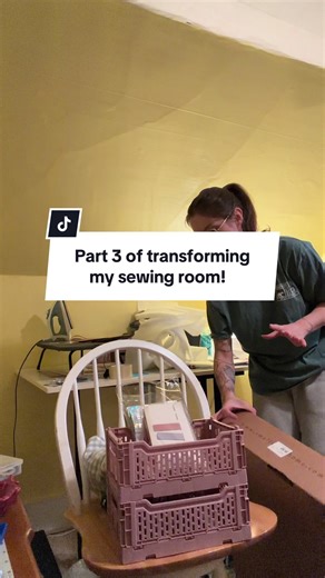 Part 3 of redoing my sewing room! How do you set up your craft table? #fyp #sewing #sewingroom #roommakeover