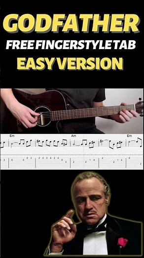 THE GODFATHER - VERY EASY Fingerstyle Guitar Tab For BEGINNERS With FREE TAB PDF