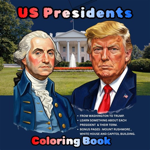 U.S. Presidents Coloring Book for Kids | Learn All 47 Presidents | Digital Download - Etsy