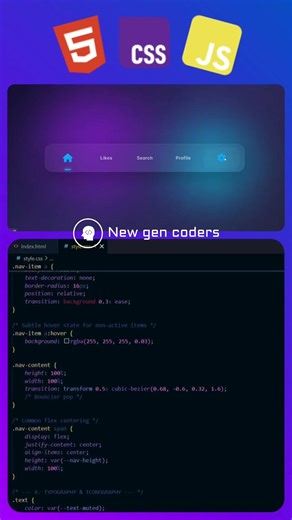simple Navbar Animation with html css js #coding #frontendcourse #programminglanguage #viral #python