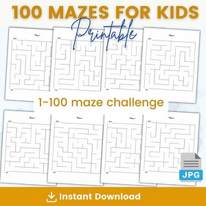 100 Printable Mazes for Kids: Fun Puzzle Activity (JPG Download) - Etsy